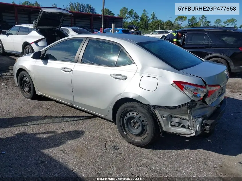 5YFBURHE2GP477658 2016 Toyota Corolla Le