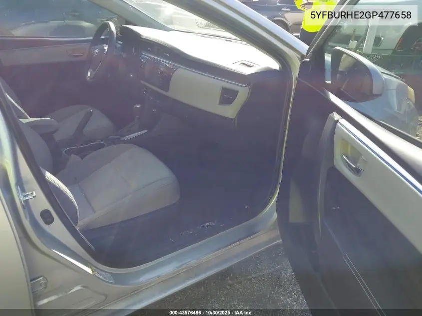 5YFBURHE2GP477658 2016 Toyota Corolla Le
