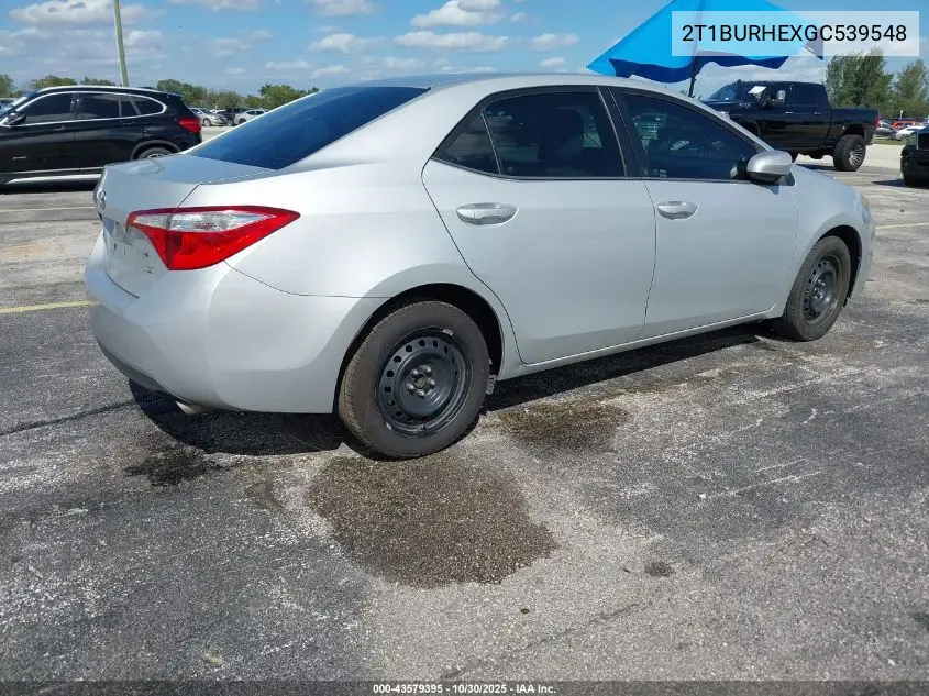 2T1BURHEXGC539548 2016 Toyota Corolla Le