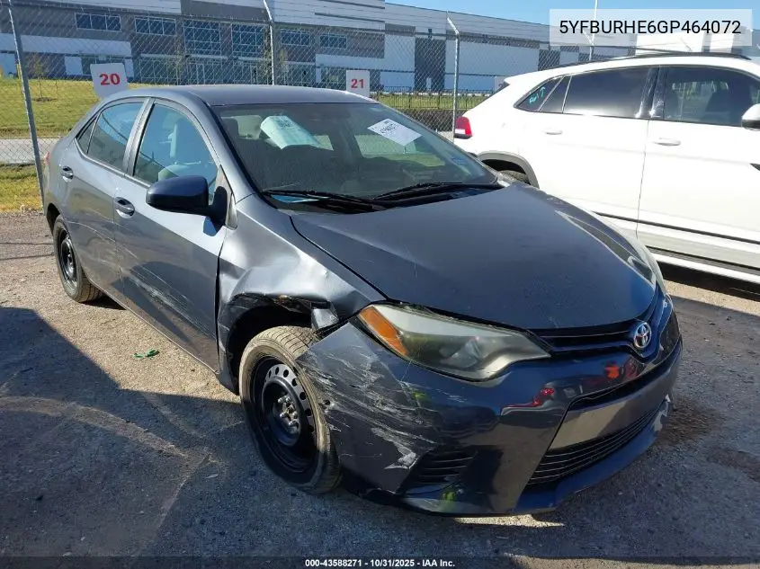 5YFBURHE6GP464072 2016 Toyota Corolla Le