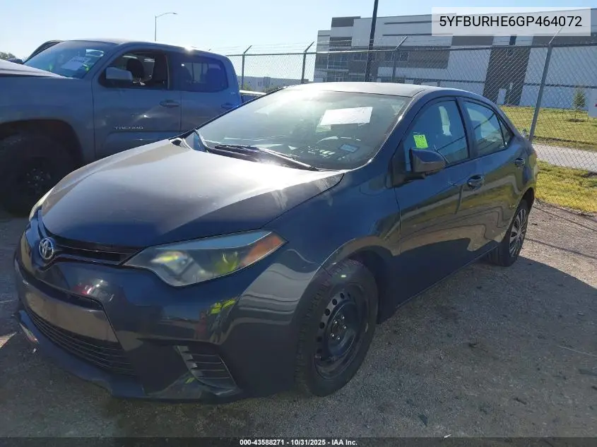 5YFBURHE6GP464072 2016 Toyota Corolla Le