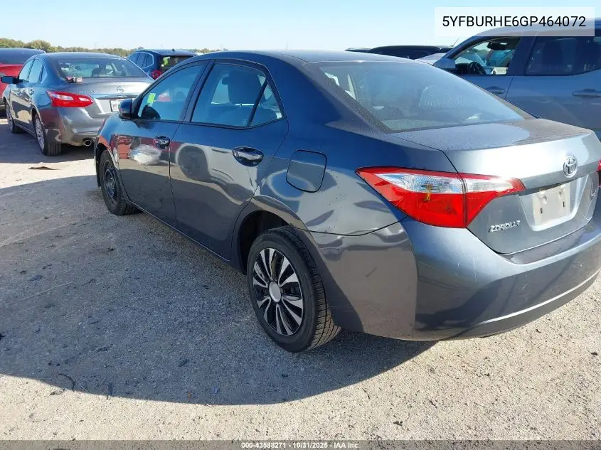 5YFBURHE6GP464072 2016 Toyota Corolla Le