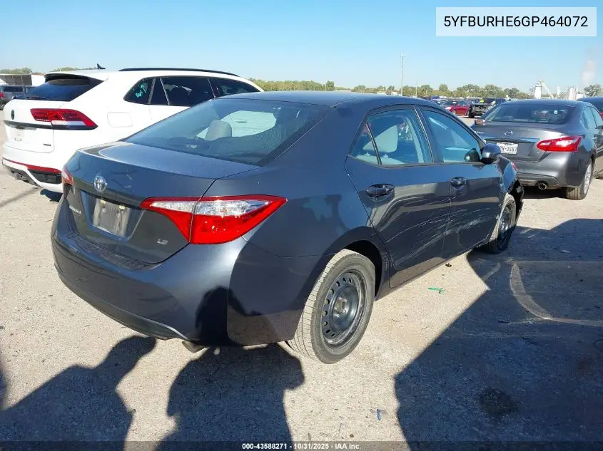 5YFBURHE6GP464072 2016 Toyota Corolla Le