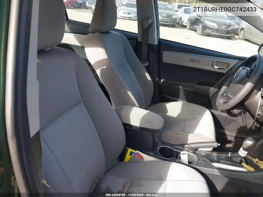 2T1BURHE0GC742433 2016 Toyota Corolla Le