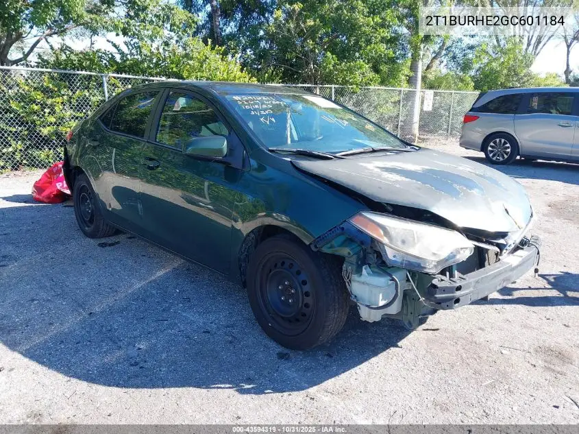 2T1BURHE2GC601184 2016 Toyota Corolla Le