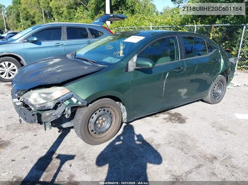 2T1BURHE2GC601184 2016 Toyota Corolla Le