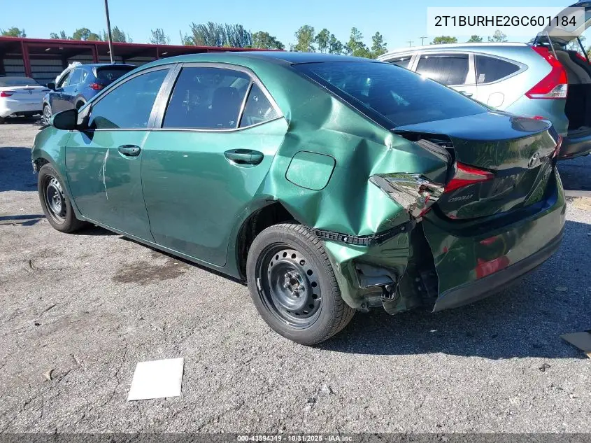 2T1BURHE2GC601184 2016 Toyota Corolla Le