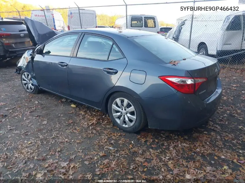 5YFBURHE9GP466432 2016 Toyota Corolla Le