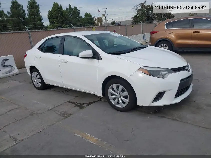 2T1BURHE5GC668992 2016 Toyota Corolla Le