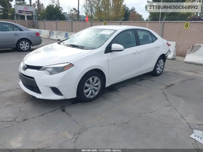 2T1BURHE5GC668992 2016 Toyota Corolla Le