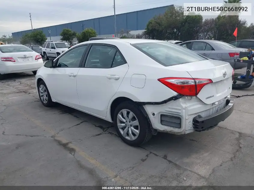 2T1BURHE5GC668992 2016 Toyota Corolla Le