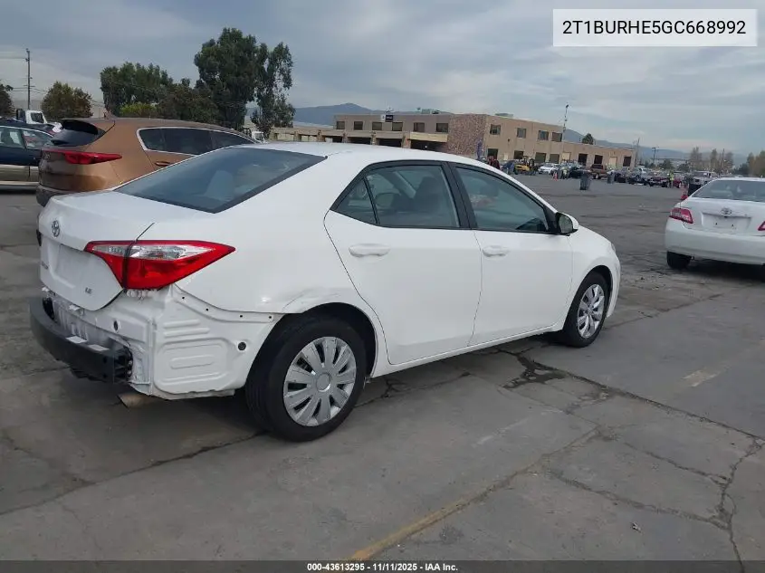 2T1BURHE5GC668992 2016 Toyota Corolla Le