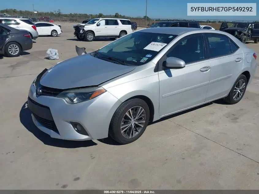 5YFBURHE7GP549292 2016 Toyota Corolla Le Plus