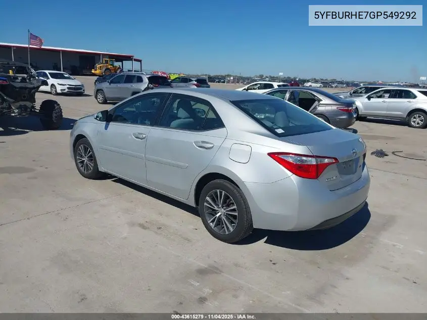 5YFBURHE7GP549292 2016 Toyota Corolla Le Plus