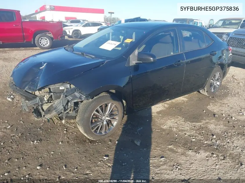 5YFBURHE5GP375836 2016 Toyota Corolla Le Plus