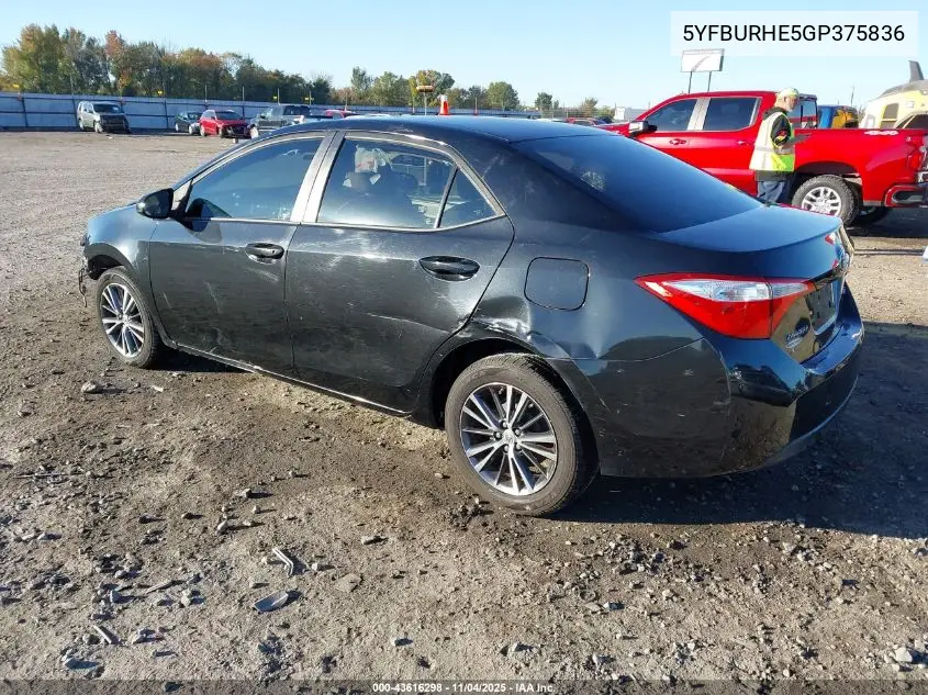 5YFBURHE5GP375836 2016 Toyota Corolla Le Plus