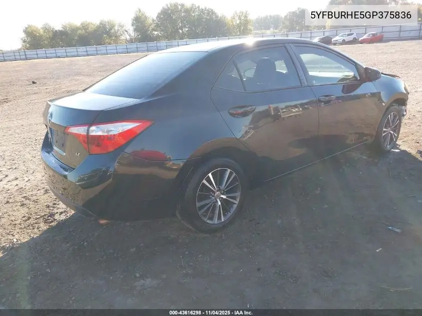 5YFBURHE5GP375836 2016 Toyota Corolla Le Plus