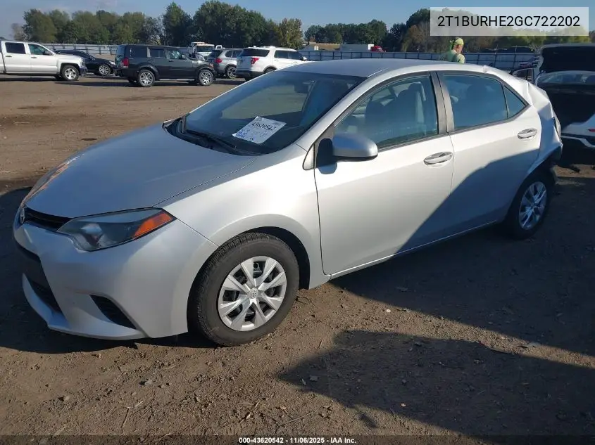 2T1BURHE2GC722202 2016 Toyota Corolla L