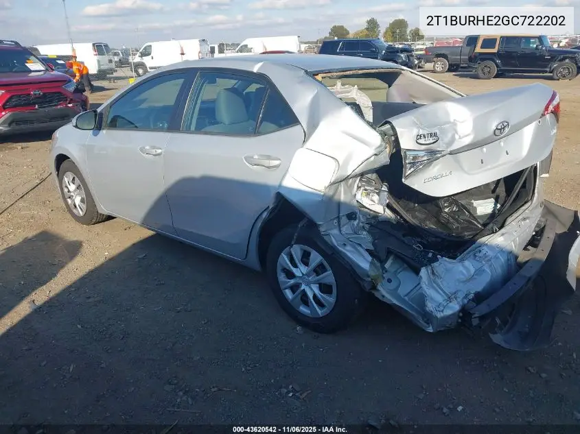 2T1BURHE2GC722202 2016 Toyota Corolla L