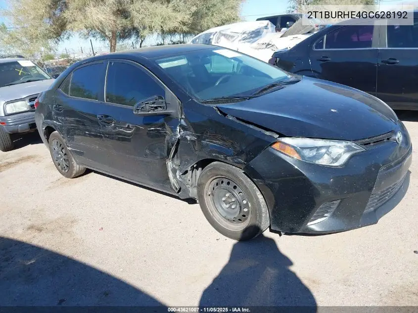 2T1BURHE4GC628192 2016 Toyota Corolla Le