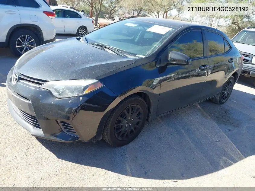 2T1BURHE4GC628192 2016 Toyota Corolla Le