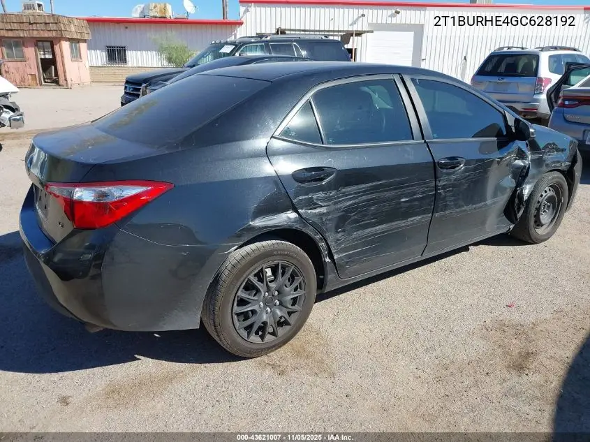 2T1BURHE4GC628192 2016 Toyota Corolla Le