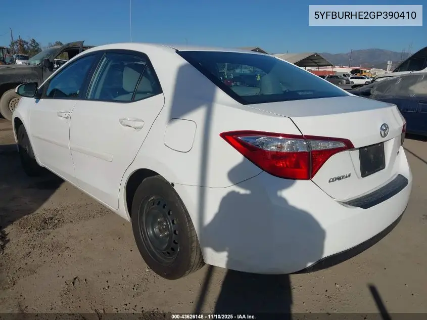 5YFBURHE2GP390410 2016 Toyota Corolla Le