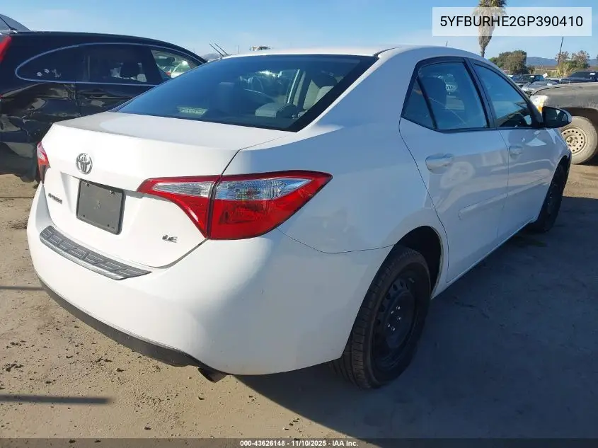 5YFBURHE2GP390410 2016 Toyota Corolla Le