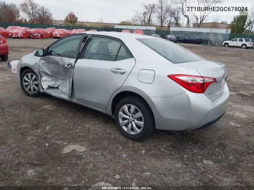 2T1BURHE2GC678024 2016 Toyota Corolla Le