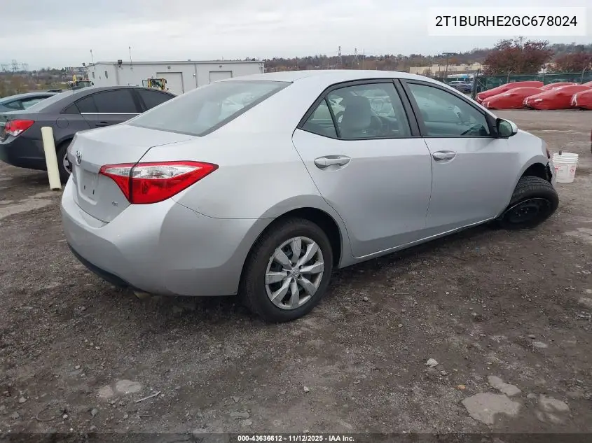 2T1BURHE2GC678024 2016 Toyota Corolla Le