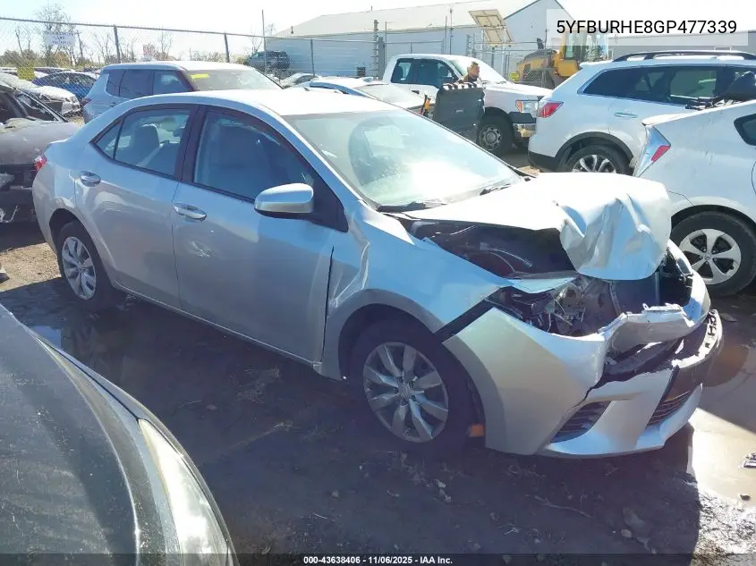 5YFBURHE8GP477339 2016 Toyota Corolla Le