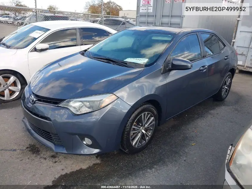 5YFBURHE2GP499952 2016 Toyota Corolla Le Plus