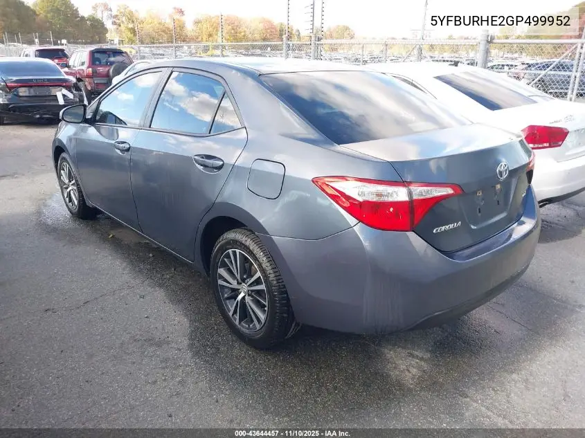 5YFBURHE2GP499952 2016 Toyota Corolla Le Plus