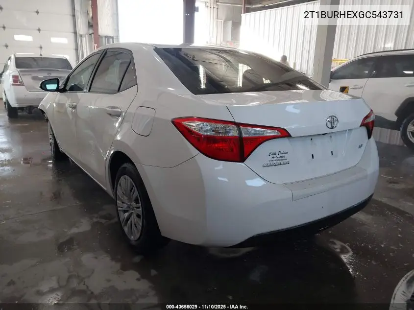 2T1BURHEXGC543731 2016 Toyota Corolla Le