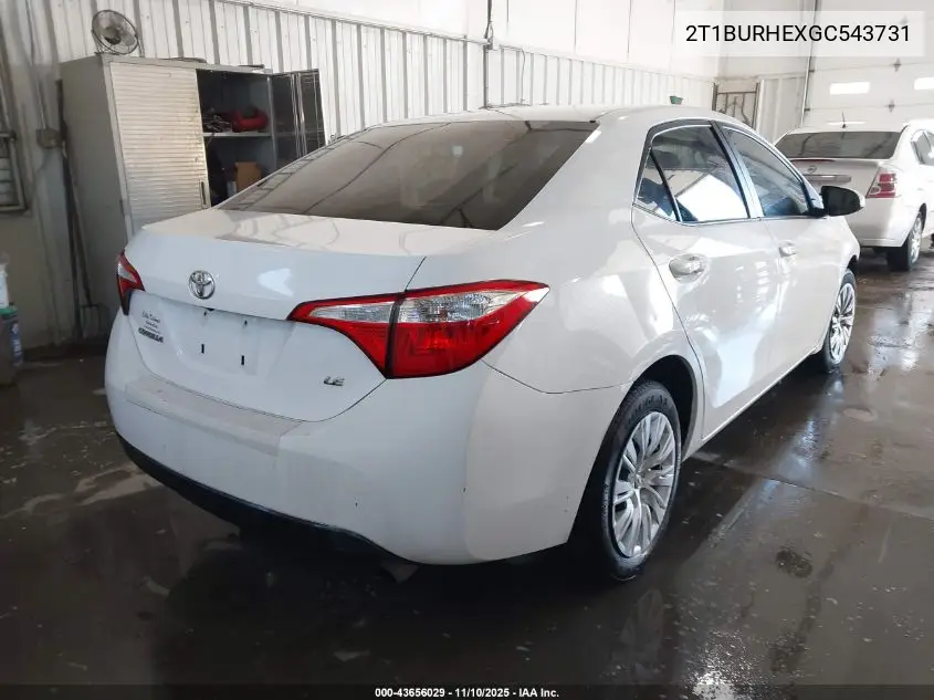 2T1BURHEXGC543731 2016 Toyota Corolla Le
