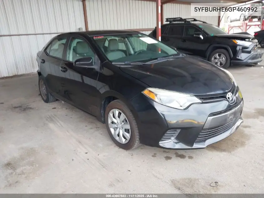 5YFBURHE6GP460992 2016 Toyota Corolla Le