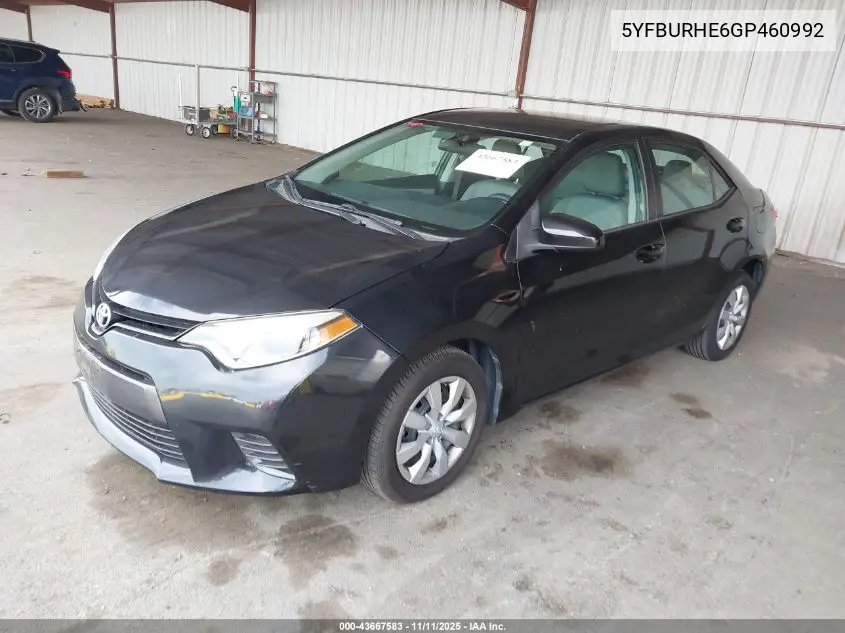 5YFBURHE6GP460992 2016 Toyota Corolla Le