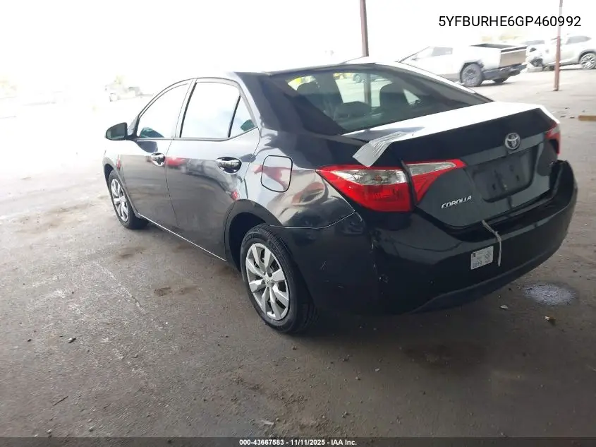 5YFBURHE6GP460992 2016 Toyota Corolla Le
