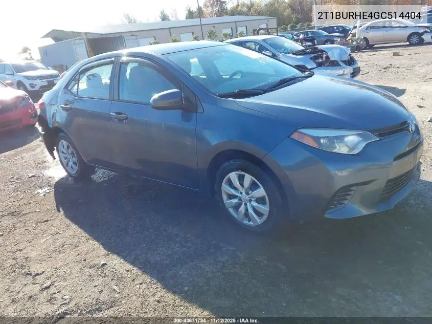 2T1BURHE4GC514404 2016 Toyota Corolla Le