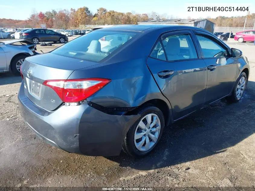 2T1BURHE4GC514404 2016 Toyota Corolla Le