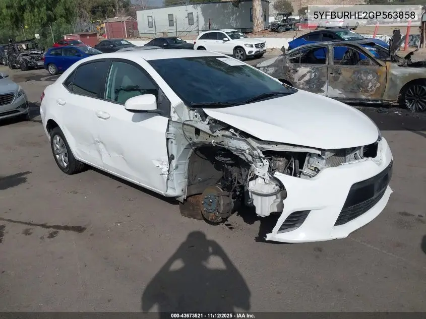 5YFBURHE2GP563858 2016 Toyota Corolla Le