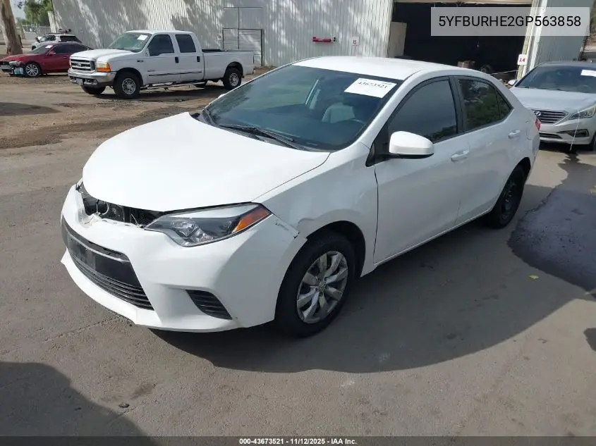 5YFBURHE2GP563858 2016 Toyota Corolla Le