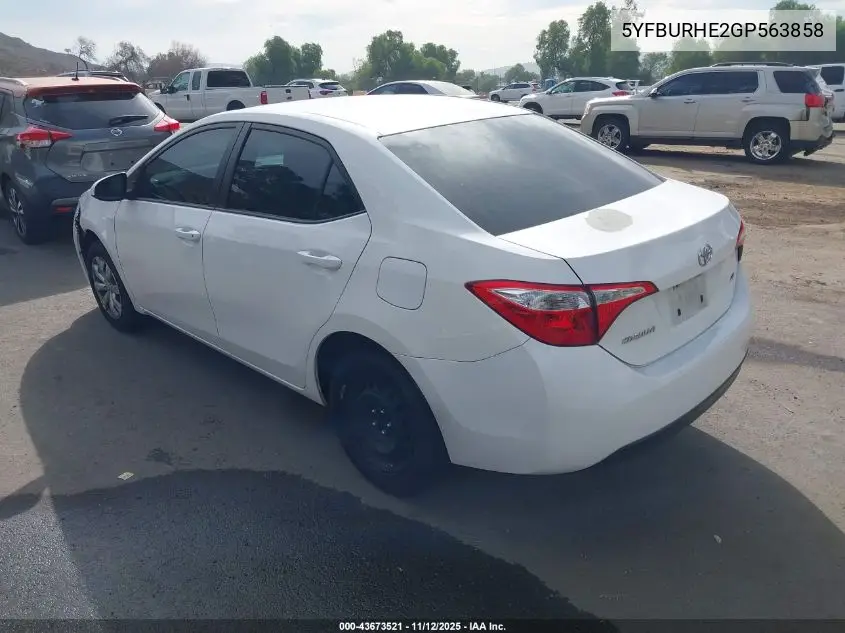 5YFBURHE2GP563858 2016 Toyota Corolla Le