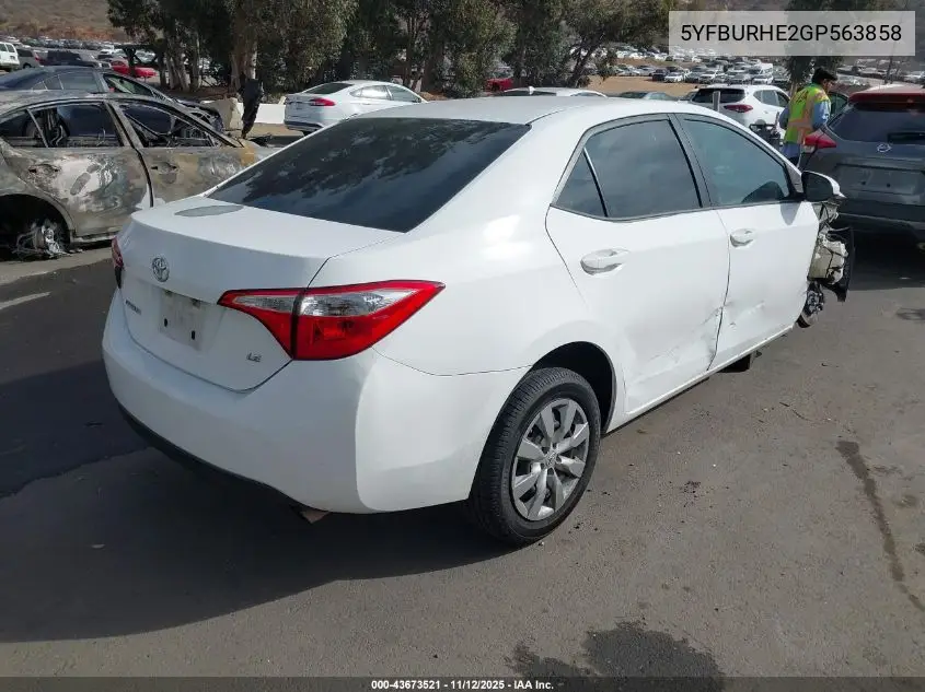 5YFBURHE2GP563858 2016 Toyota Corolla Le