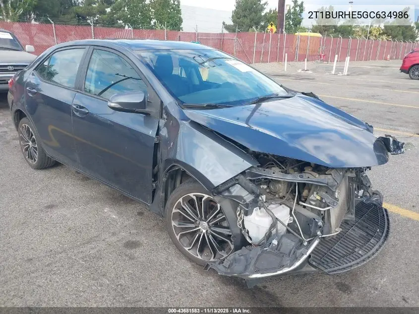 2T1BURHE5GC634986 2016 Toyota Corolla S Plus