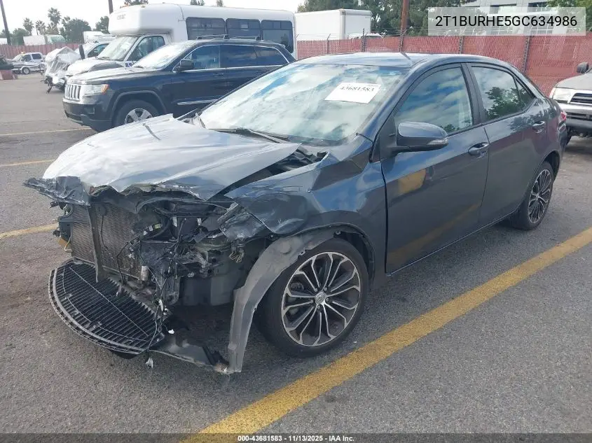 2T1BURHE5GC634986 2016 Toyota Corolla S Plus