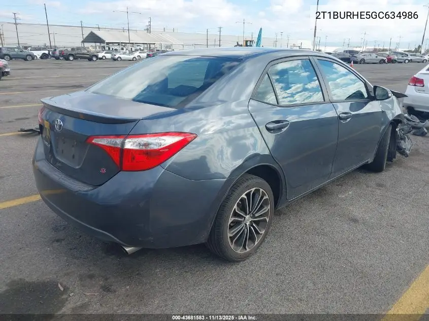 2T1BURHE5GC634986 2016 Toyota Corolla S Plus