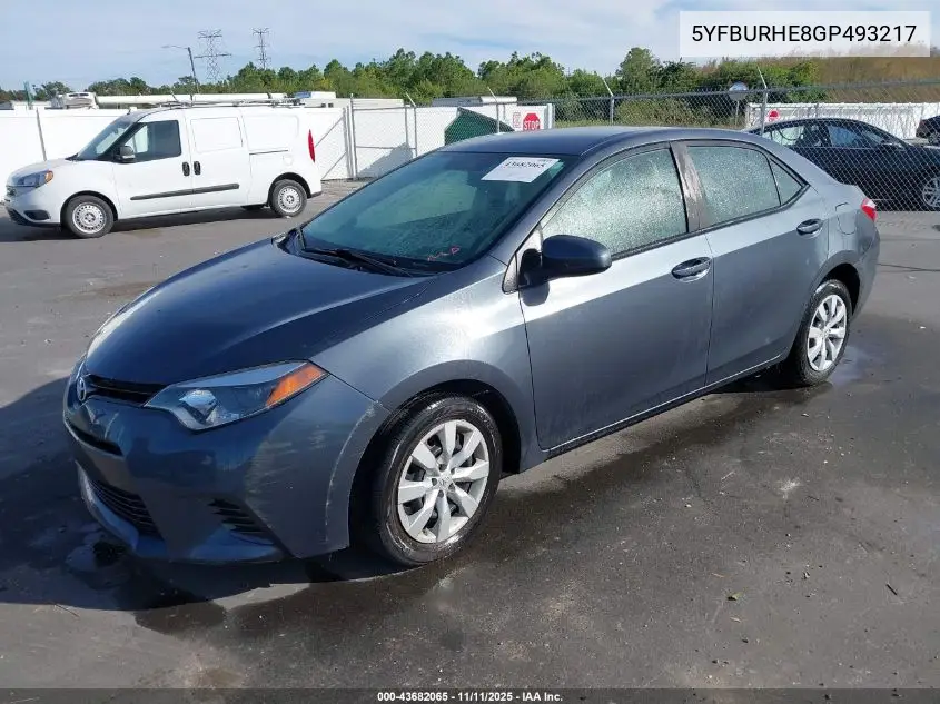 5YFBURHE8GP493217 2016 Toyota Corolla Le