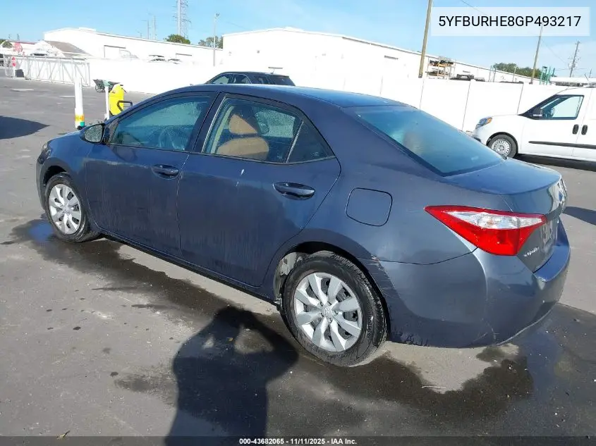 5YFBURHE8GP493217 2016 Toyota Corolla Le
