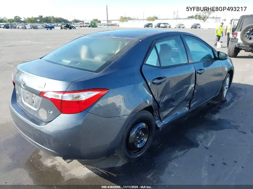 5YFBURHE8GP493217 2016 Toyota Corolla Le
